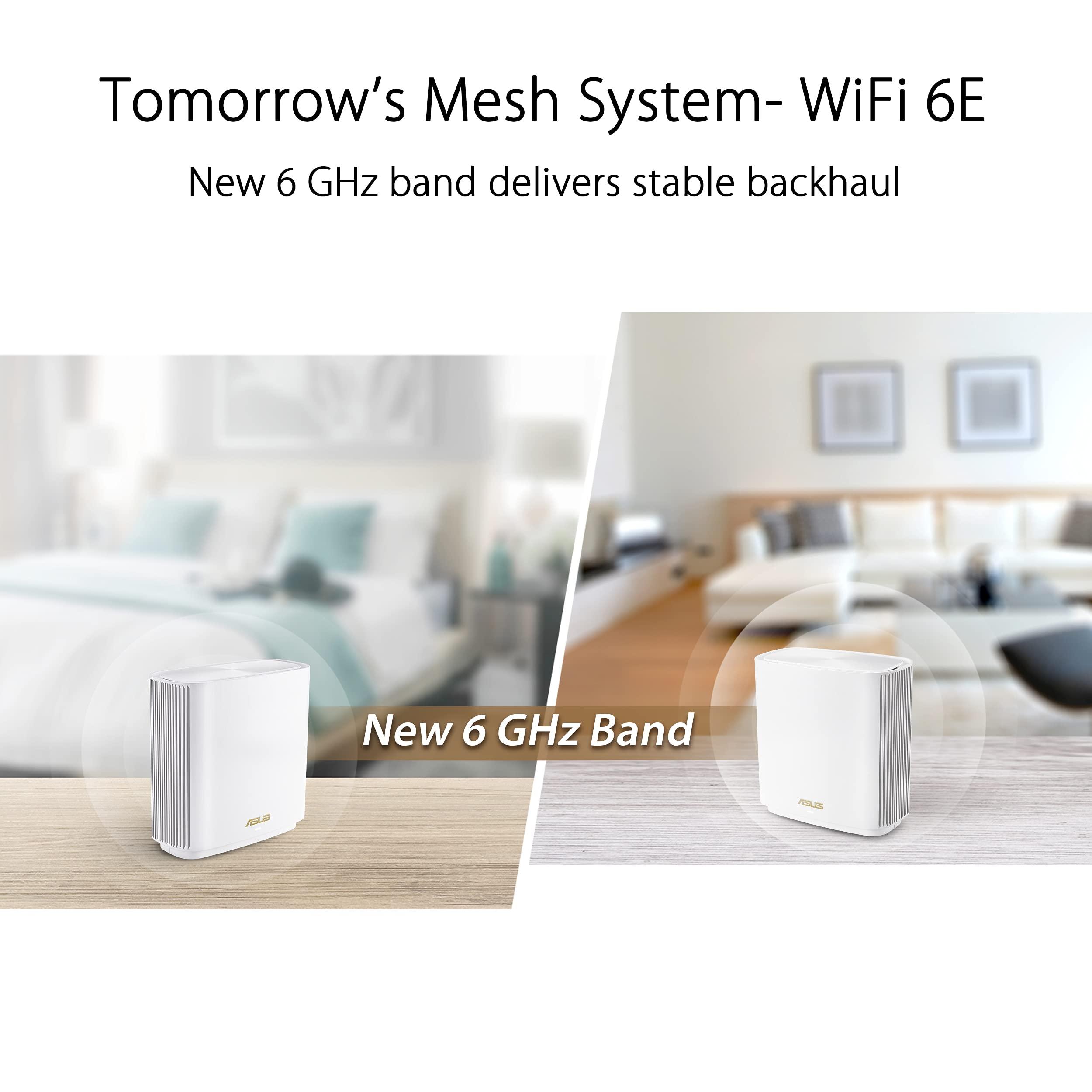 ASUS ASUS ZenWiFi Whole-Home Tri-band Mesh WiFi 6E System (ET8 1PK), Coverage up to 2,750 sq.ft, 6600Mbps, new 6GHz band, AiMesh, Lifetime Free Internet Security, Parental Control, EasySetup, Instant Guard