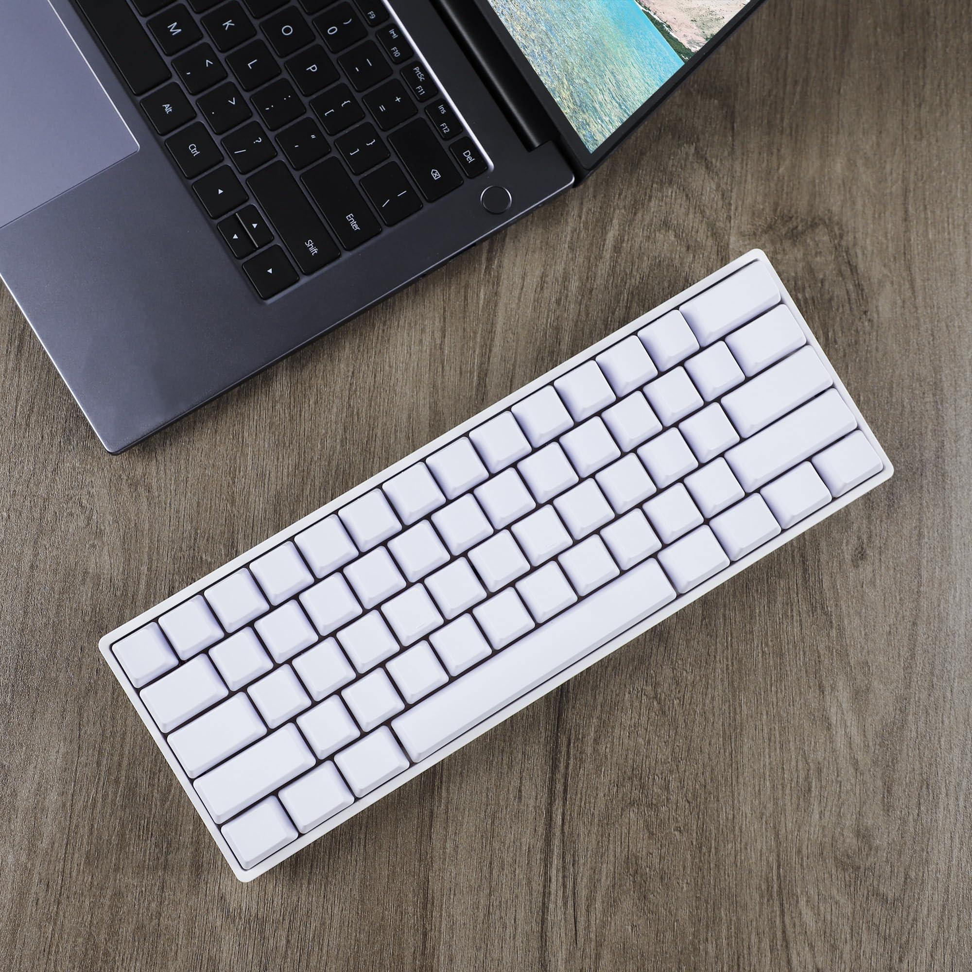 NPKC Blank Thick PBT OEM Profile 61 ANSI Keycaps for MX Switches Mechanical Keyboard (White)(Only Keycap)