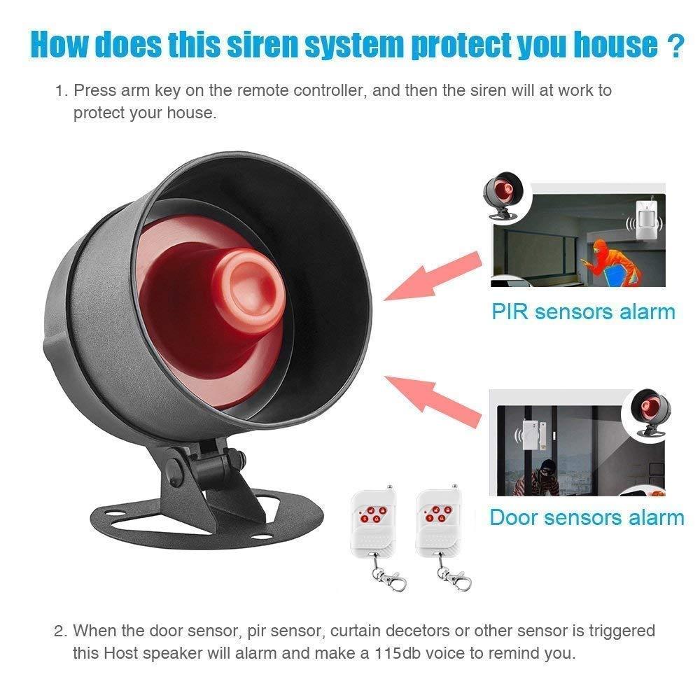 KERUI KERUI Standalone Home Office Shop Security Alarm System Kit,Wireless Loud Indoor/Outdoor Weatherproof Siren Horn with Remote Control and Door Contact Sensor,Motion Sensor,Up to 115db,NO WIFI/GSM/APP