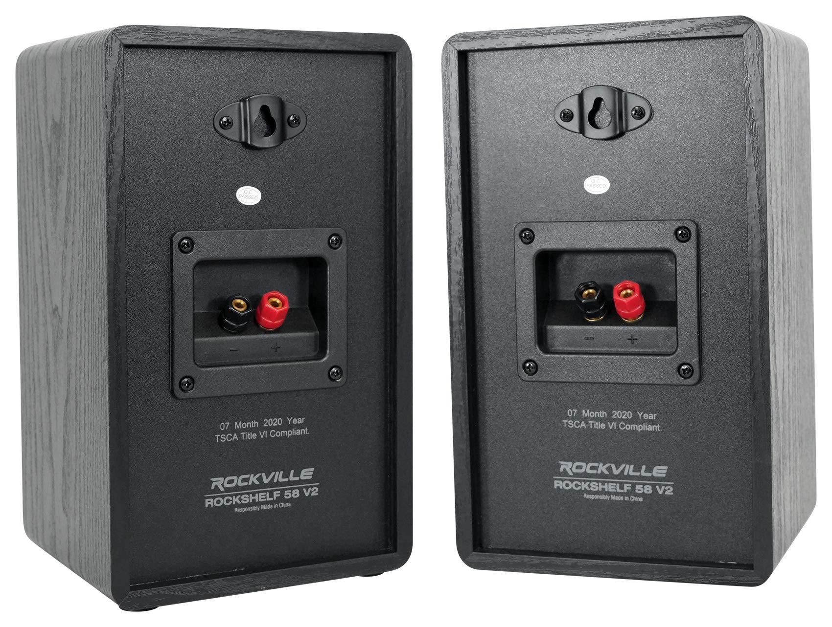 Rockville Pair Rockville RockShelf 58B Black 5.25" Home Bookshelf Speakers w/29 Stands