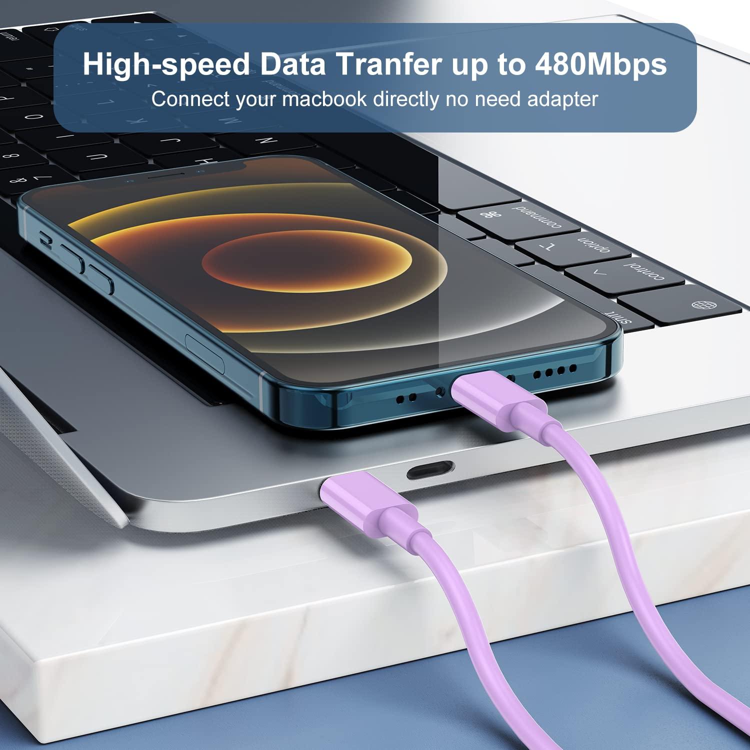 OOOUSE 6ft iPhone Charger USB C Lightning Cable,Usbc to Lightning Fast Charging Cord for iPhone 13 12 Charger Cable 6 ftApple MFi Certified,Long Type C Wire for Apple iPhone 13 12 Pro Max 11 X XS Purple