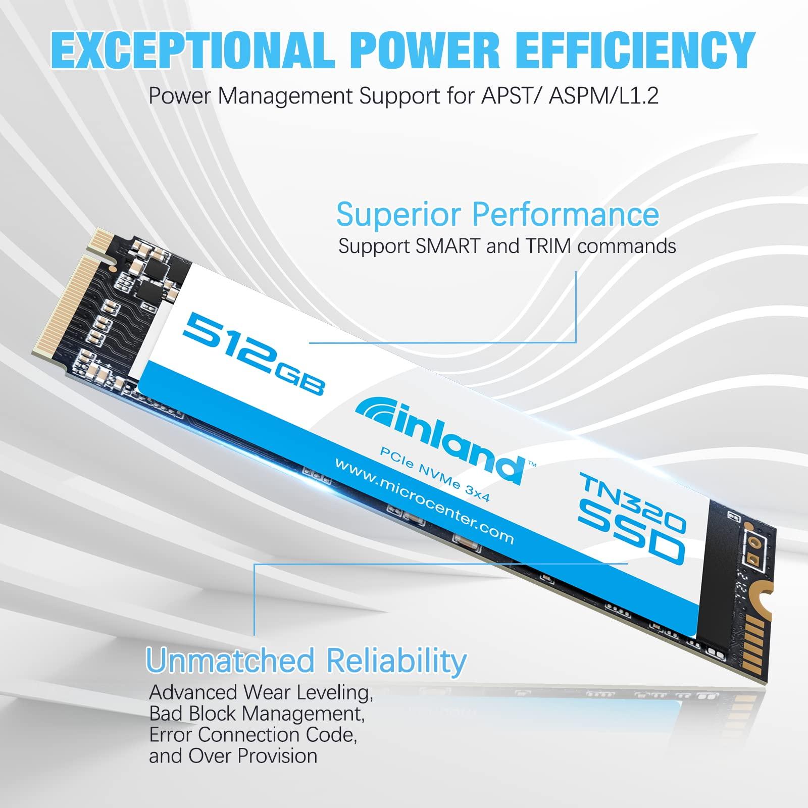 INLAND INLAND TN320 512GB NVMe M.2 PCIe Gen3x4 2280 Internal Solid State Drive SSD - Up to 2000 MB/s, 3D NAND, Storage and Memory for Laptop & PC Desktop