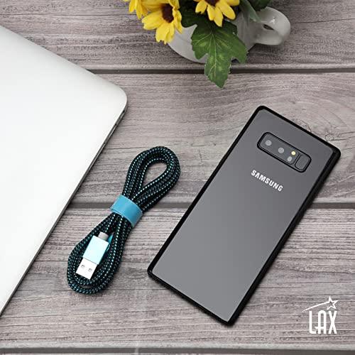 LAX Gadgets LAX Gadgets USB C Cable - Nylon Braided USB-C Charging Cable & Data Transferring - USB A to USB C Compatible with Android Phones, Google Pixel, Apple MacBook & Samsung Galaxy Phones - 6ft - Aqua