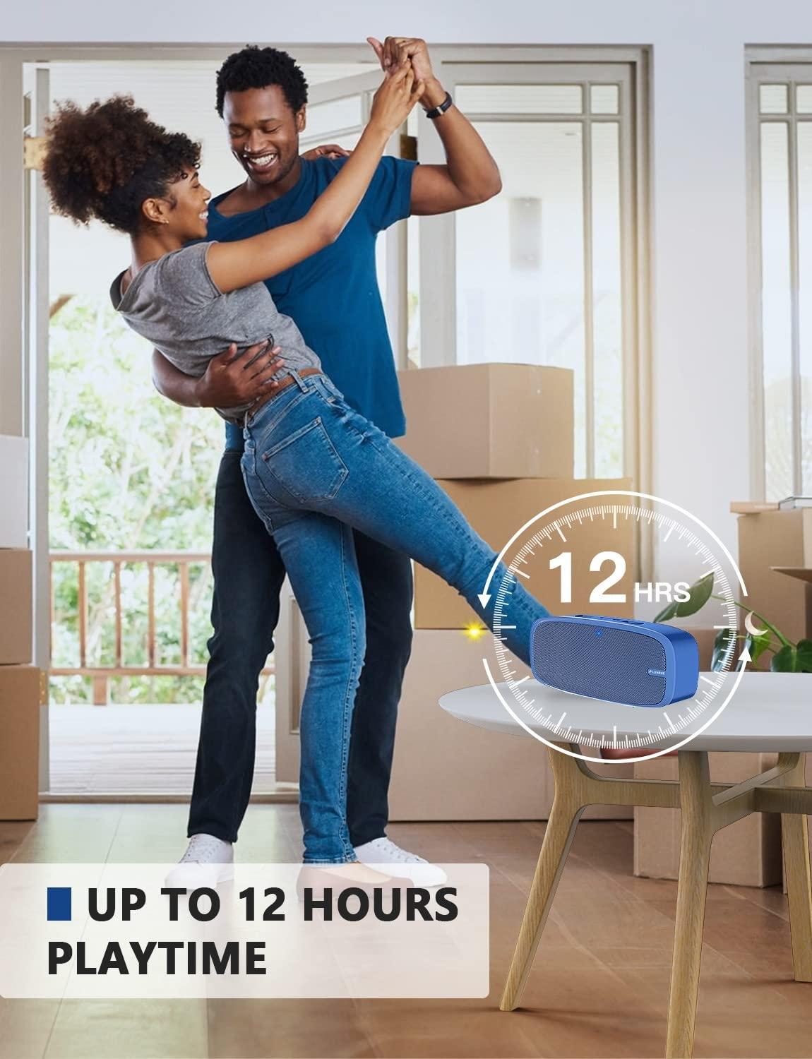 LENRUE LENRUE Bluetooth Speaker, Wireless Portable Speaker with Loud Stereo Sound, Rich Bass, 12-Hour Playtime, Built-in Mic. Perfect for iPhone, Samsung and More (Blue)
