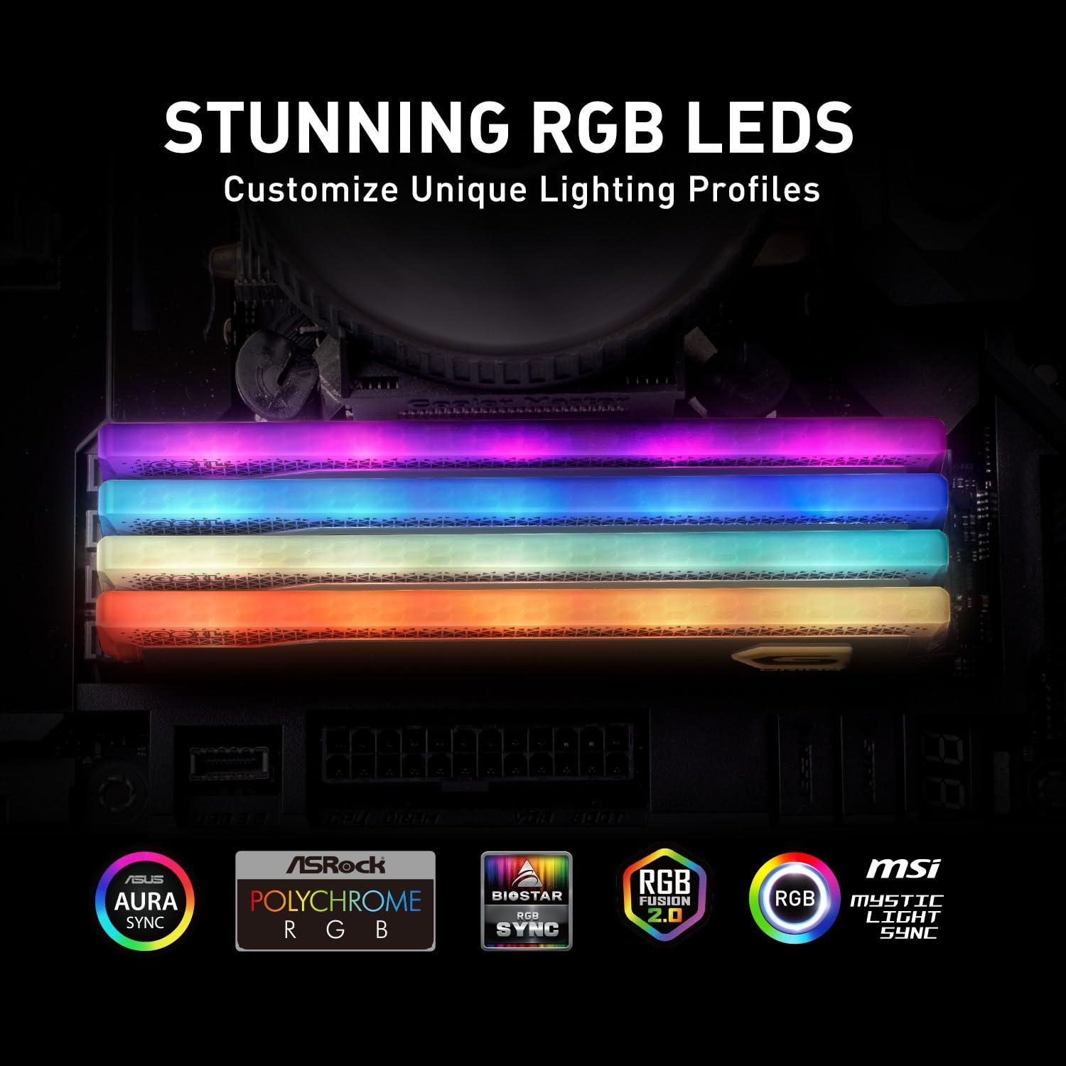 GeIL GeIL Orion RGB DDR4 RAM, 16GB GB (8GBx2) 3600MHz 1.35V XMP2.0, Intel/AMD Compatible, Long DIMM High Speed Desktop Memory, Hardcore Immersive Gaming/Multimedia Content Creation/Quality Live Streaming