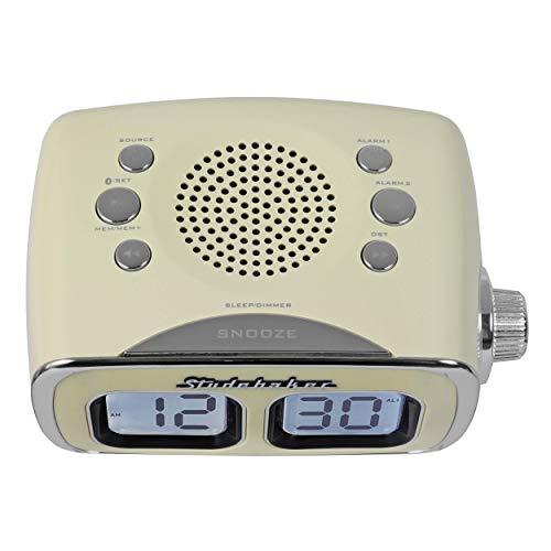 Studebaker Studebaker Large Display LCD AM/FM Retro Clock Radio USB Bluetooth Aux-in Bedroom Kitchen Counter Small Footprint (Cream)