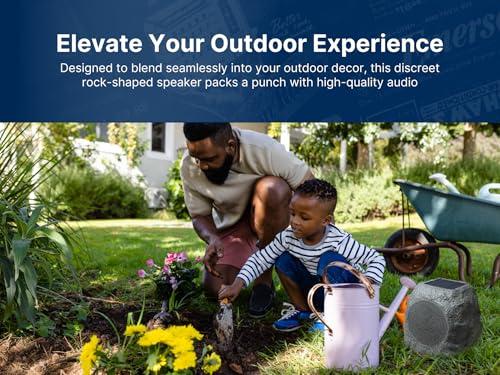 Emerson Emerson ERS-1001 Bluetooth Waterproof Outdoor Rock Speaker with Solar Charging, Built-in Rechargeable Battery, and Rugged Design Ideal for Outdoor Music, Parties, and Backyard Entertainment