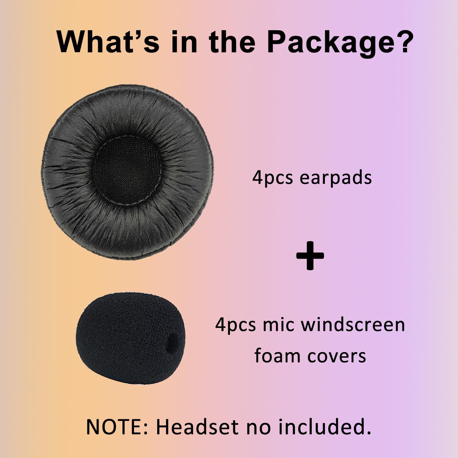 Weatwo Ear Cushions for Plantronics Headset, 50mm Replacement Headphone Earpads Covers for Plantronics HW251N 510 520 Blackwire 3210 3220 3310 3320 Jabra PRO 920 930 9450 BIZ 1500 1900 2400II-4 Pack