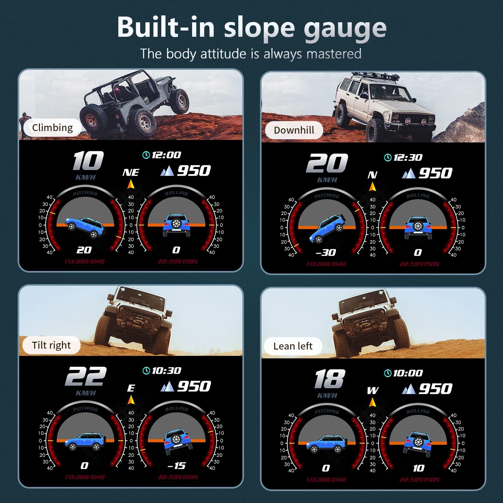 AZIJYV AZIJYV Obd2 Gauge Display with Speed, Heads Up Display for Cars P24, Fuel Consumption, RPM, Overspeed Alarm, OBD+GPS Digital Speedometer Suitable for All Car