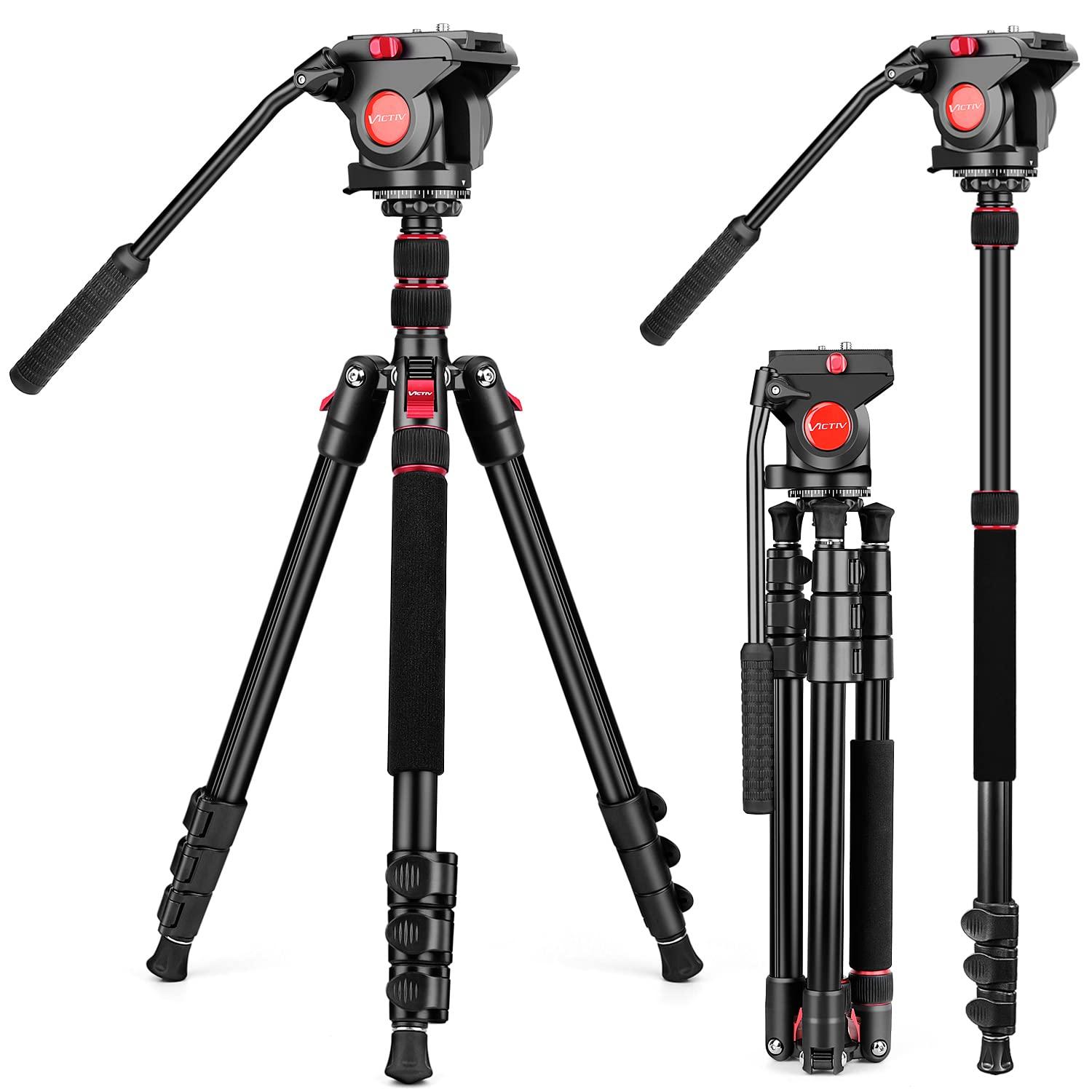 Victiv Tripod Camera Tripod, 72" Video Tripod with Fluid Head, Aluminum Heavy Duty Tripod with Carry Bag, Professional Camera Tripods & Monopods, Compatible with Video Camera, DSLR, Camcorder