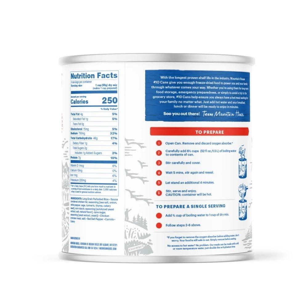 SAFECASTLE Mountain House Freeze Dried Rice and Chicken #10 Can Hunting, Survival, Camping, Backpacking Food Backed by a 30-Year Taste Guarantee Survival Emergency Food Gluten Free 6 Cans Per Case
