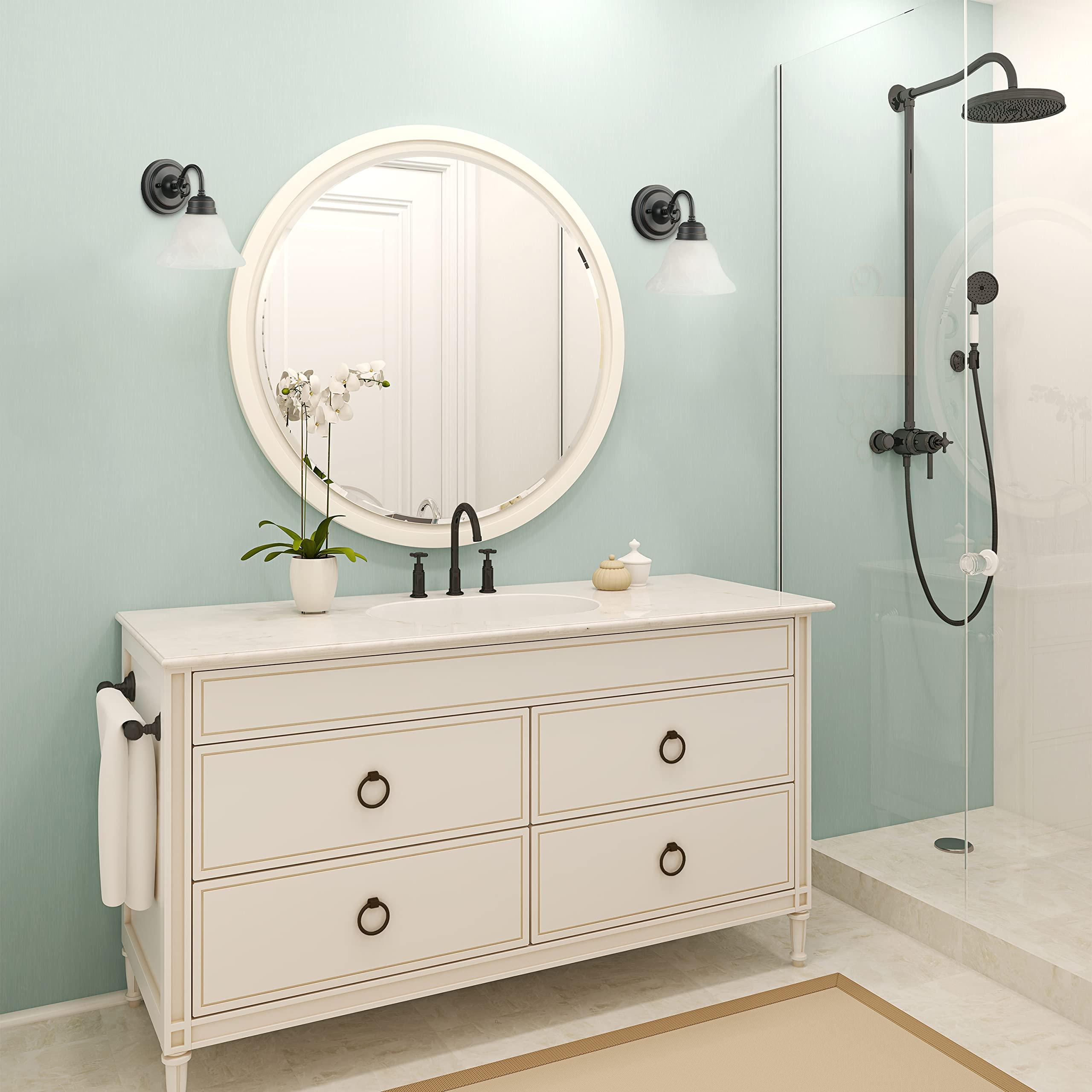 Design House Design House 514497 Millbridge Wall Traditional 1 Indoor Dimmable Light with Alabaster Glass for Bathroom Hallway Foyer, Oil Rubbed Bronze