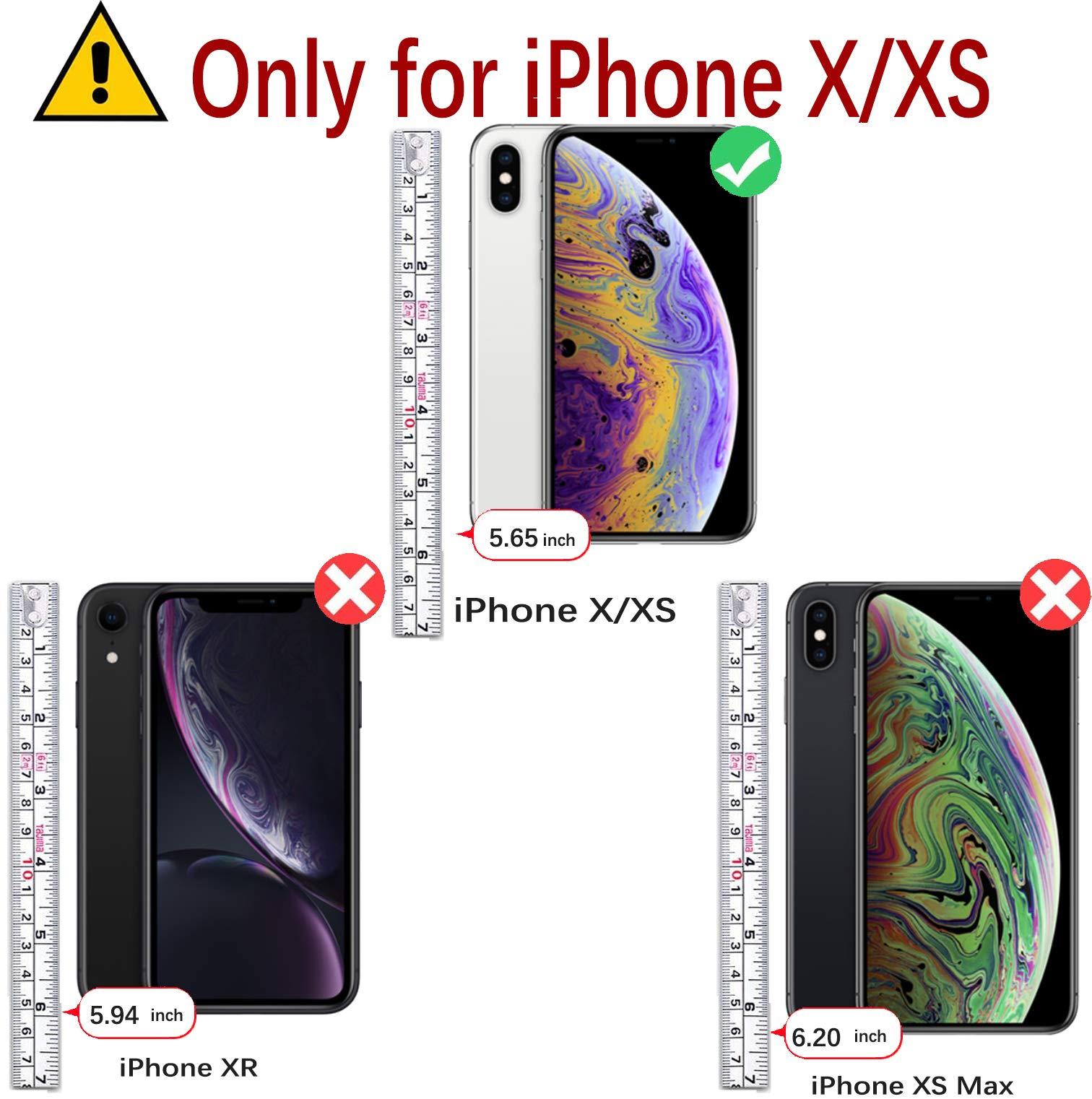 MONASAY MONASAY Wallet Case Compatible for iPhone X/iPhone Xs, 5.8-inch, [Glass Screen Protector Included] [RFID Blocking] Flip Folio Leather Cell Phone Cover with Credit Card Holder,Rosegold