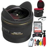 Sigma Sigma 10mm f/2.8 EX DC HSM Fisheye Lens for Sigma Digital Camera + 64GB SD Card + Lens Cap + Lens Case + Memory Card Wallet + Tripod + Wireless Remote Shutter + Cleaning Kit
