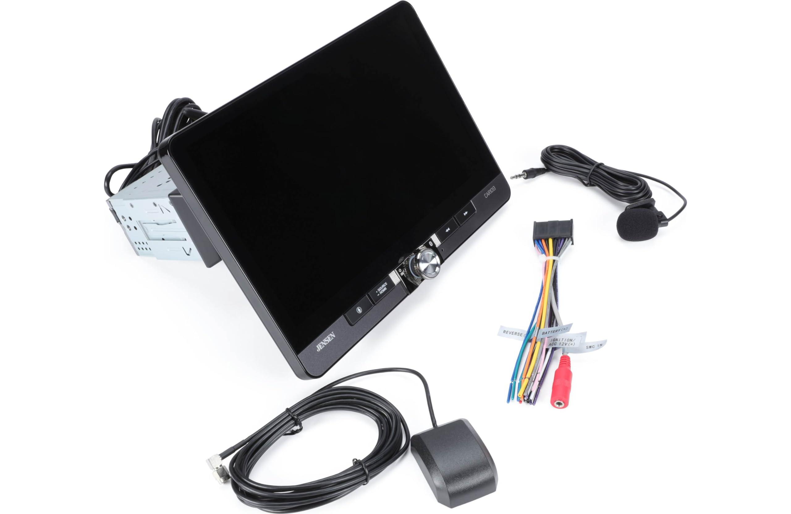 Jensen Jensen CAR1013 10.1-inch Certified Apple CarPlay Android Auto Wired or Wireless | Single DIN & Double DIN Touchscreen Car Stereo Radio | Bluetooth | Front & Rear Camera Inputs | USB Playback & Charge