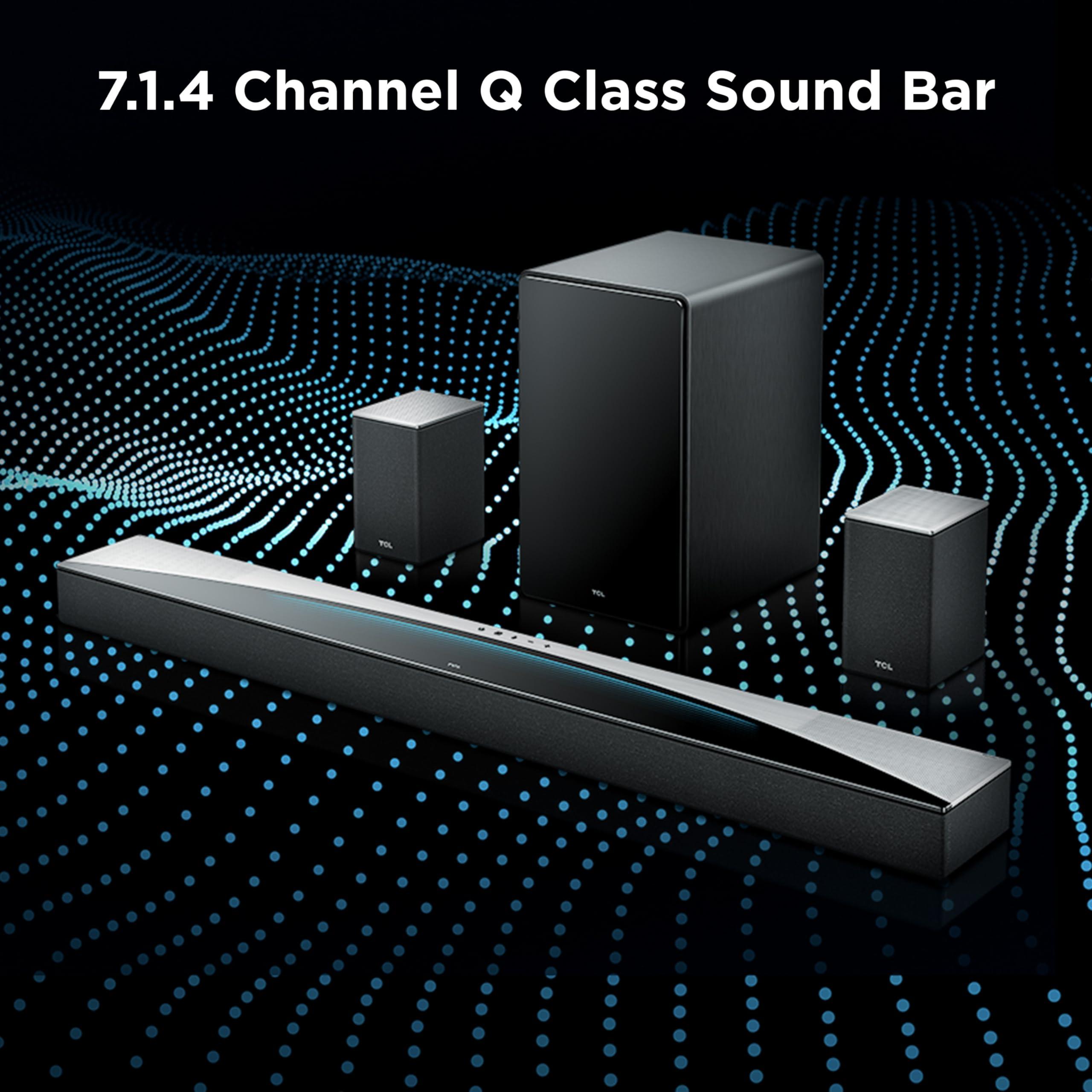 TCL TCL Q85H Q Class 7.1.4 Channel Sound Bar with Dolby Atmos, DTS:X, Ray Danz Technology, Wireless Subwoofer, Wireless Surround Speakers, and Bluetooth Music Streaming