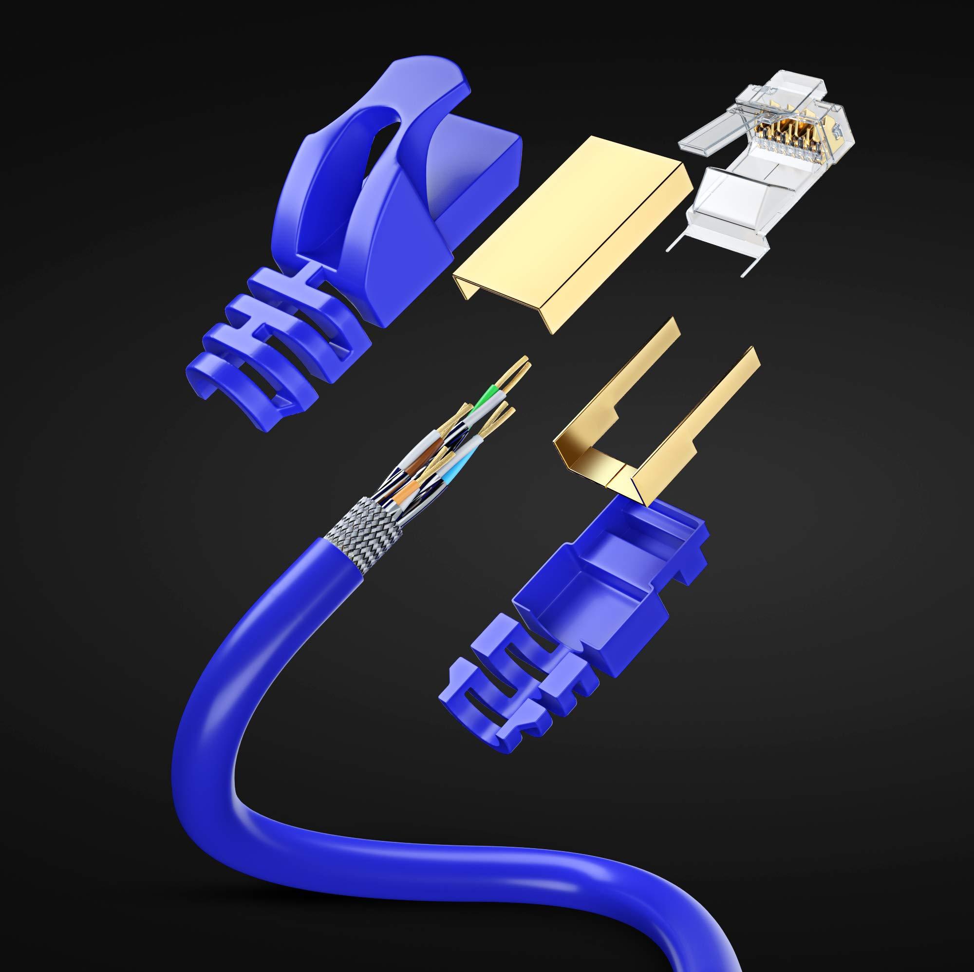 Maximm Cat 7 Ethernet Cable 20 ft - High-Speed Cat7 Internet & Network LAN Patch Cables, RJ45 Connectors - Perfect for Gaming, Streaming, and More (Blue)