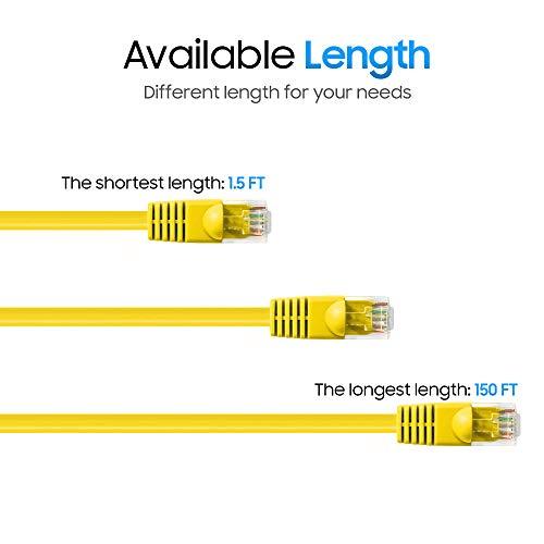 Cmple Cmple Cat5e Network Ethernet Cable - Computer LAN Cable 1Gbps - 350 MHz, Gold Plated RJ45 Connectors - 15 Feet Yellow