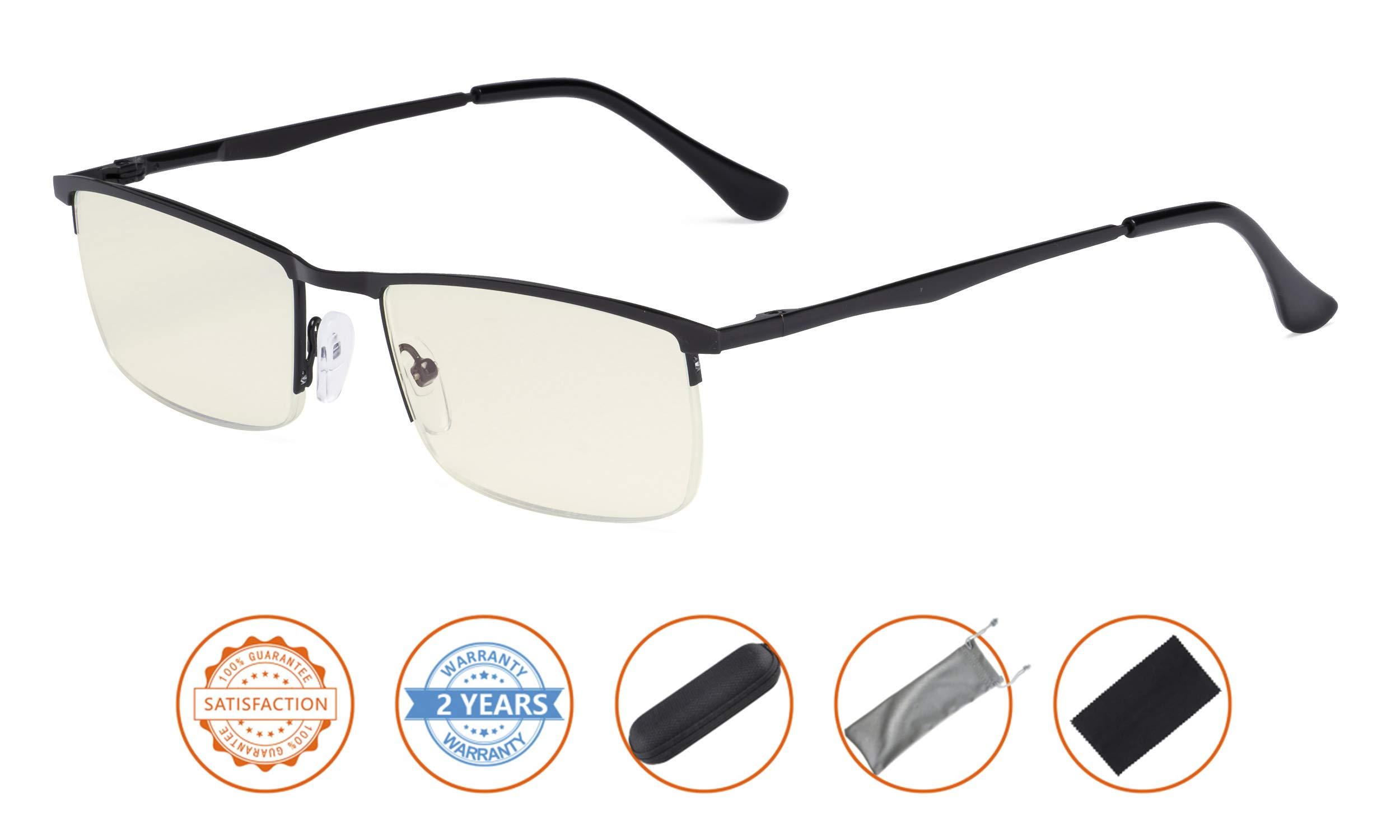 CessBlu CessBlu UV Protection,Anti Blue Rays,Half-rim Computer Reading Glasses (Black) +4.00