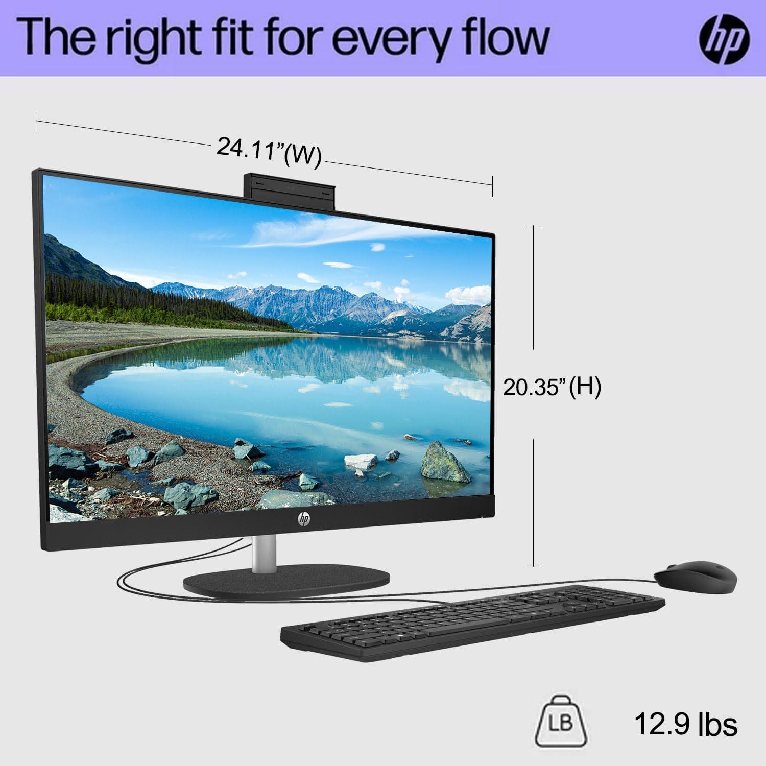 HP HP 27" FHD Touchscreen Intel Ultra 7 AI All-in-One Desktop, 27" FHD Touchscreen, Intel Ultra 7 155U, 32GB DDR5 RAM, 2TB SSD, Wired KB & Mouse, Wi-Fi 6, W11H, with ADATA 512 External SSD Bundle