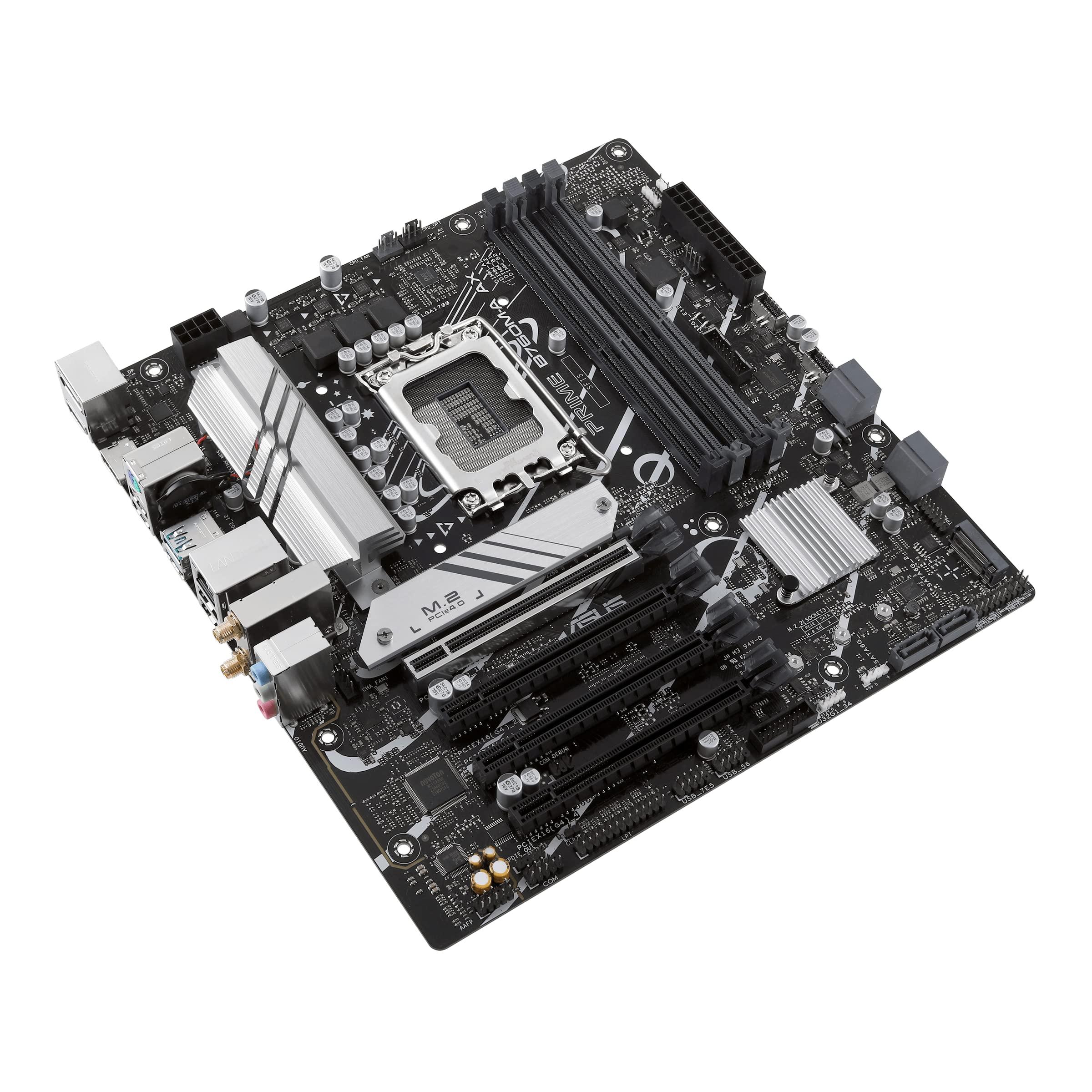 ASUS ASUS Prime B760M-A AX LGA 1700(Intel 12th&13th Gen) microATX Motherboard (PCIe 4.0, 2xM.2 Slots, DDR5,Realtek 2.5 Gb LAN,WiFi 6, DP,Rear USB 3.2 Gen 2, Front USB 3.2 Gen 1 Type-C)