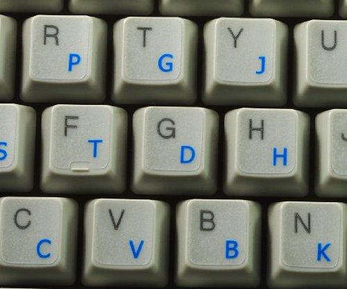4Keyboard COLEMAK Keyboard Labels Layout ON Transparent Background with Blue OR Yellow Lettering (Blue)