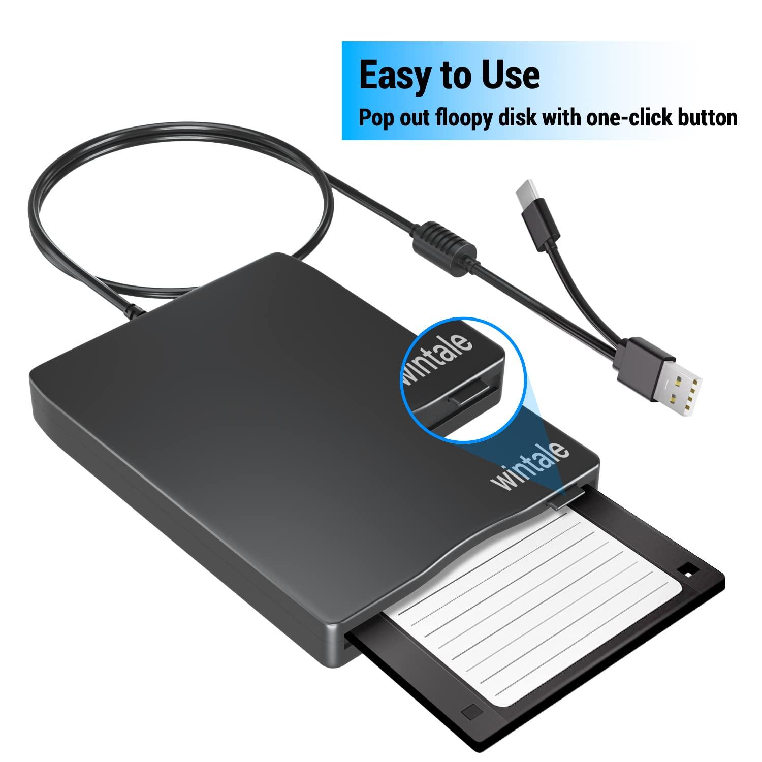 wintale wintale USB Floopy Drive,Portable 3.5\" USB External Floppy Disk Drive,Slim Plug and Play 1.44 MB FDD for PC Windows 2000/XP/Vista/7/8/10/11 Mac