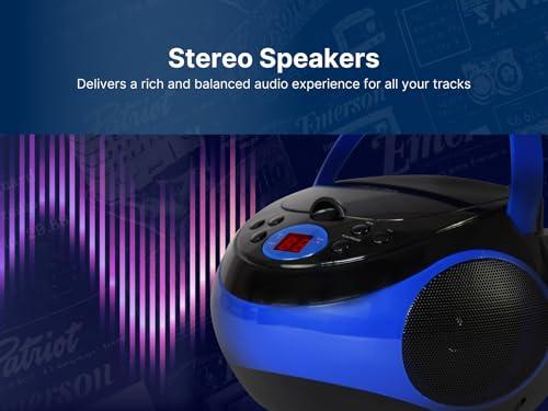 Emerson Emerson EPB-3000 Portable CD Player with AM/FM Radio, Programmable Memory, Dual Stereo Speakers, 3.5mm AUX Input, and Two-Way Power for Home or On-The-Go Entertainment Ideal for Music Lovers