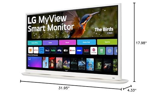 LG LG 32SR70U-W 32-Inch 4K UHD MyView Smart Monitor with IPS Display webOS 23 USB Type-C Speakers x2 HDR 10 AirPlay 2 Screen Share Bluetooth Remote - White
