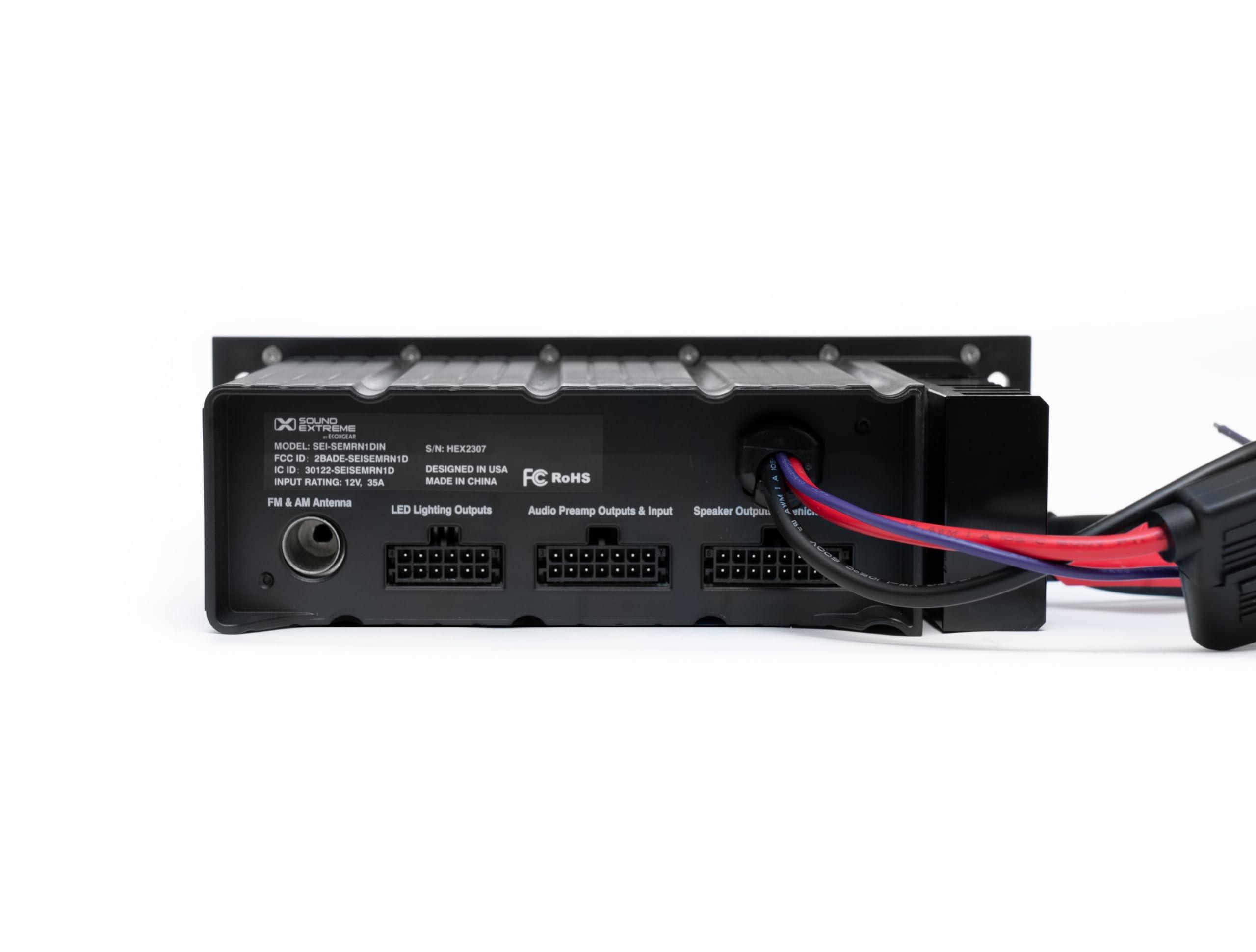 SoundExtreme SoundExtreme by ECOXGEAR Marine AM/FM Stereo Receiver 200-Watt Waterproof Bluetooth Powersports with 6.5-inch Wired Speakers Kit (DIN Style)