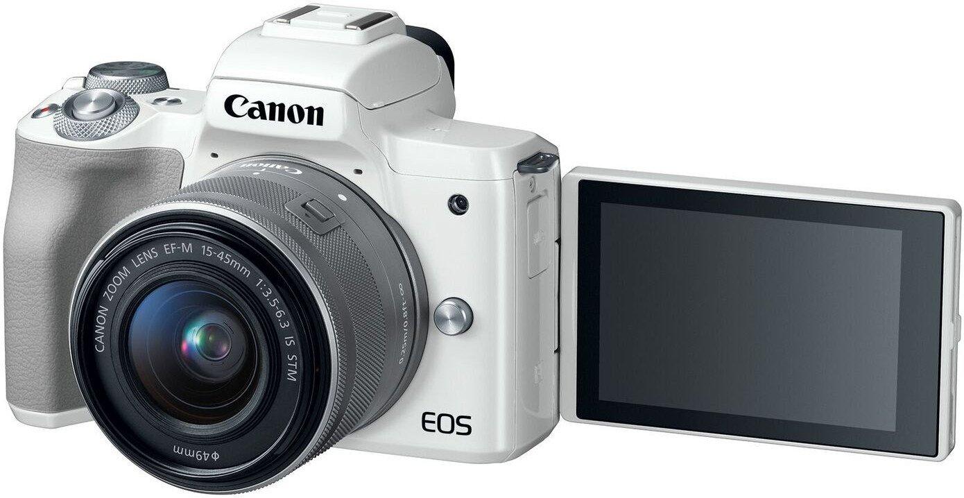 Canon Canon EOS M50 Mirrorless Vlogging Camera Kit with EF-M 15-45mm Lens, 4K Video, Built-in Wi-Fi, NFC and Bluetooth Technology, White