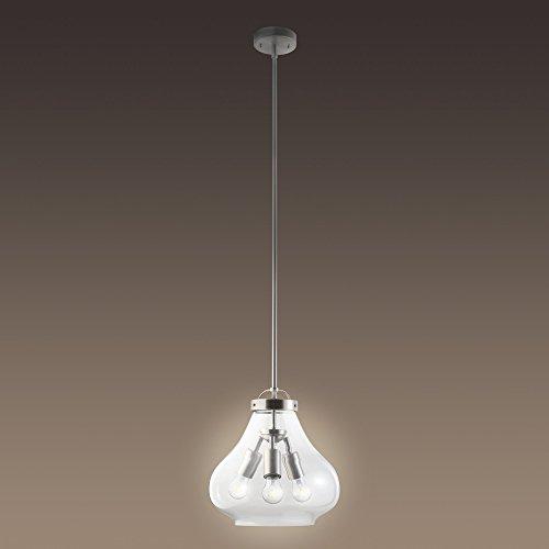 Globe Electric Globe Electric 65113 3-Light Pendant with Clear Glass Shade, 12", Brushed Steel Finish