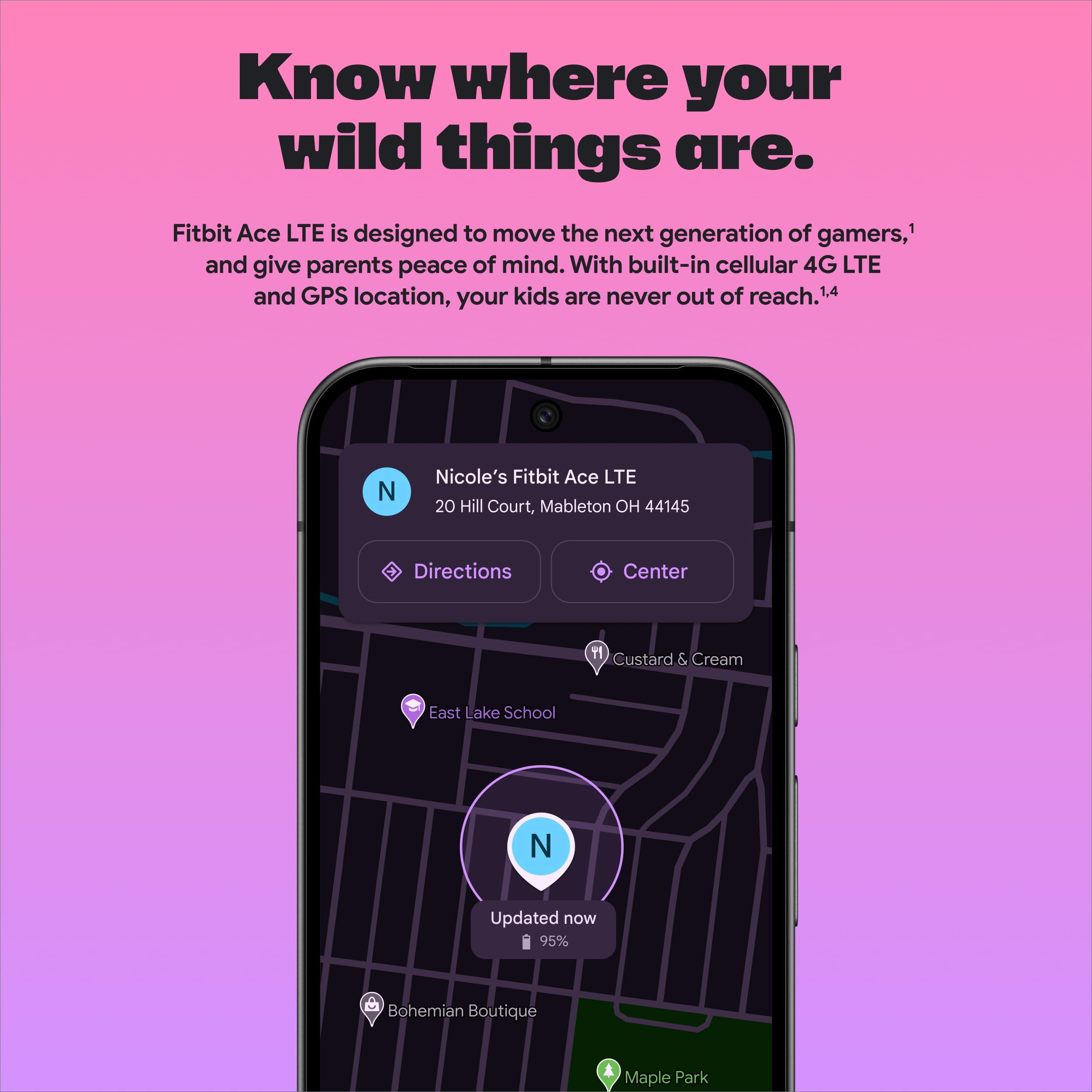 Fitbit Fitbit Google Ace LTE - Kids Smartwatch with Call, Message, GPS, and Activity-Based Games, Ace Pass Data Plan Required - Spicy - Moovin