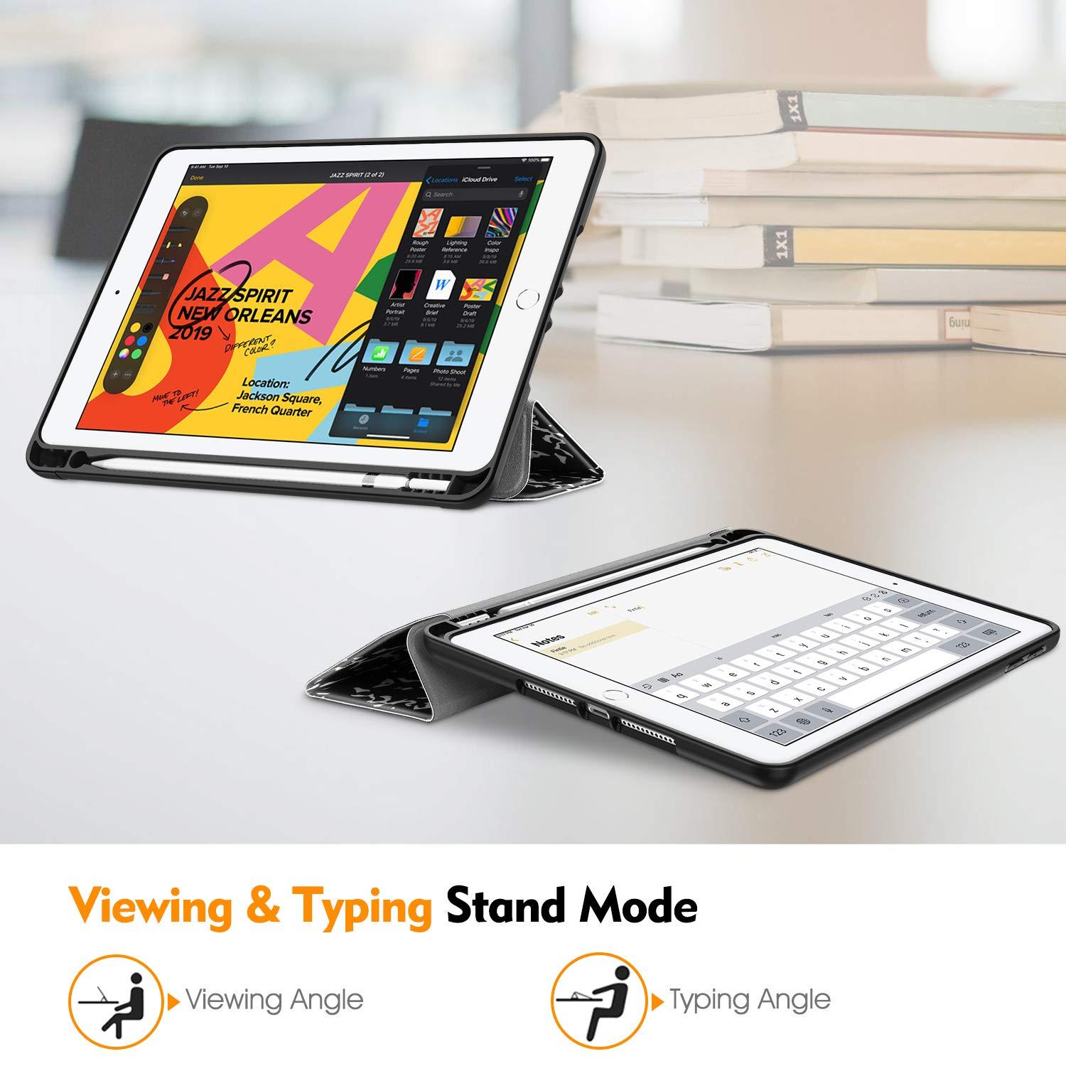 Fintie Fintie SlimShell Case for iPad 9th / 8th / 7th Generation (2021/2020/2019 Model) 10.2 Inch - [Built-in Pencil Holder] Soft TPU Protective Stand Back Cover, Auto Wake/Sleep, Composition Book Black