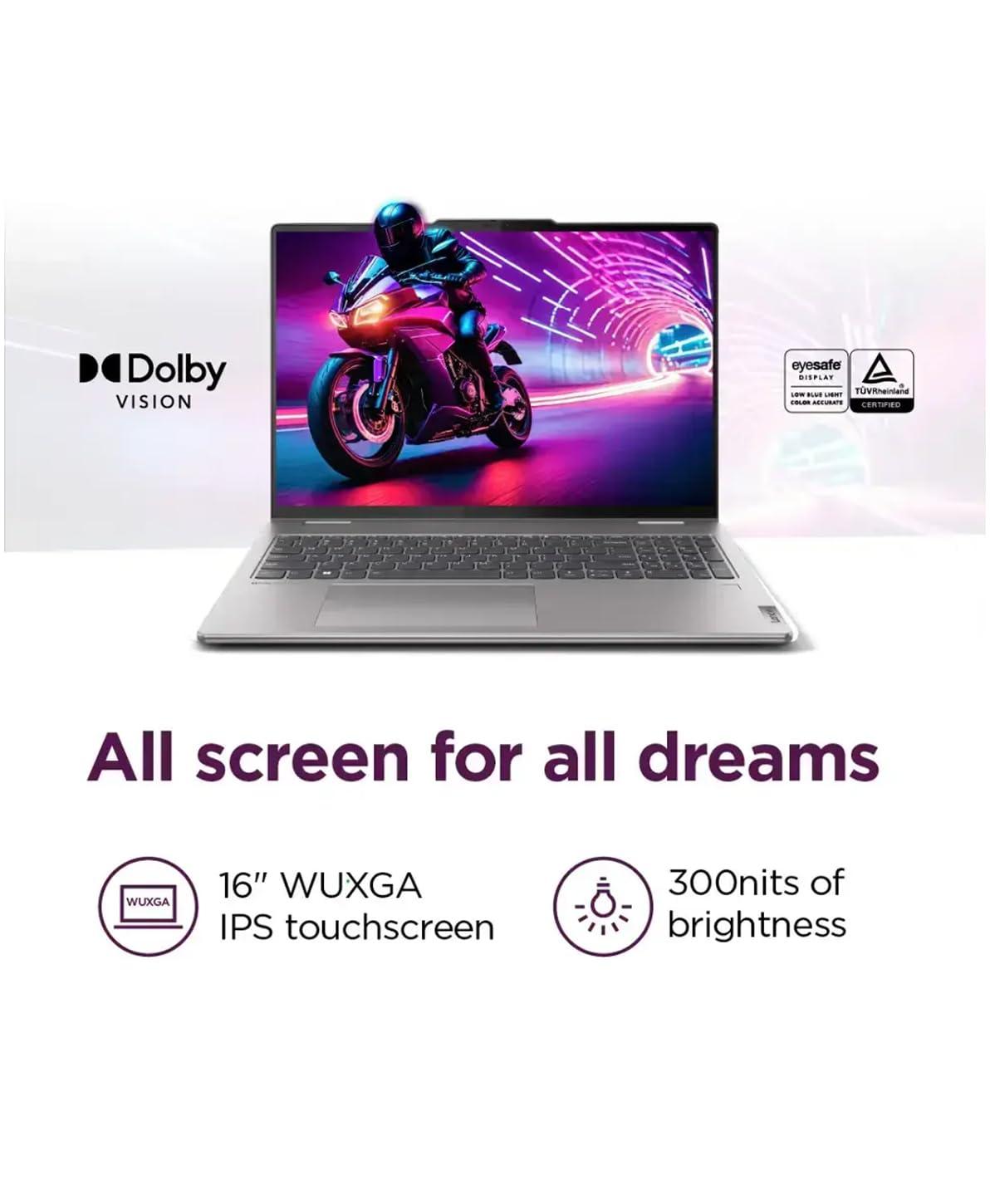 Lenovo Lenovo Yoga 7 2-in-1 16" WUXGA (1920x1200) Touch-Screen Laptop, AMD Ryzen 5 8640HS 6-core, 8GB RAM, 512GB SSD, AMD Radeon 760M Graphics, Backlit KB, Fingerprint, WiFi6, Win11, Arctic Grey, W/GaLiMu