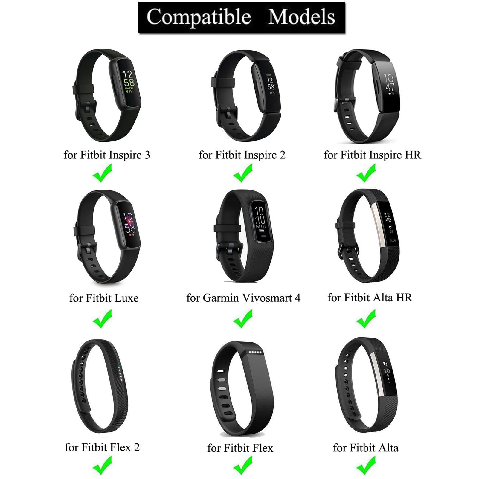 Grestun Extender Band for Compatible with Fitbit Inspire 3 2 HR Fitbit Luxe Fitbit Alta HR Fitbit Flex 2 or Garmin Vivosmart 4 Watch Band, Band Extender for Larger Wrist or Ankle Wear (Black)