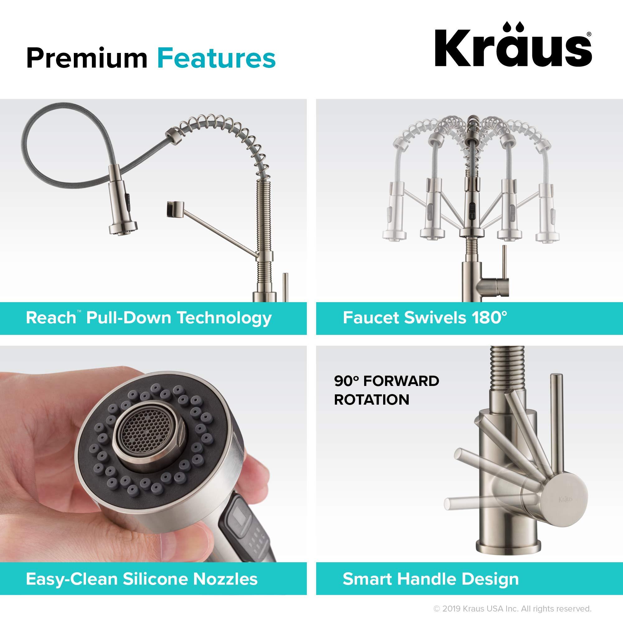 Kraus KRAUS Bolden Commercial Style 2-Function Single Handle Pull Down Kitchen Faucet in Spot-Free Stainless Steel, KPF-1610SFS