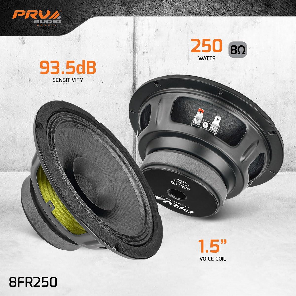 PRV AUDIO PRV AUDIO 8FR250 8 Inch Full Range Speaker, 8 Ohms, 250 Watts Continuous Program Power, 125 Watts RMS Power, 93.5 dB, Full-Range Driver Loudspeaker for Pro Audio Systems (Single)