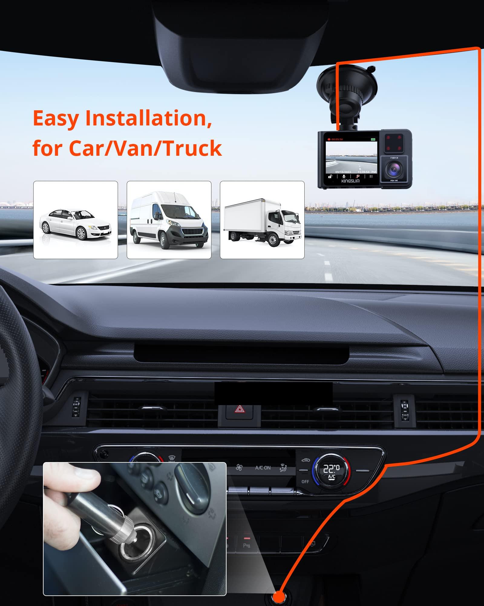 Kingslim Kingslim D1 pro Dual Dash Cam 4K Record Inside - Front and Inside Dash Camera GPS WiFi for Cars Uber Truck, Dashcam with Infrared Night Vision, G-Sensor, Loop Recording(Upgraded Version)