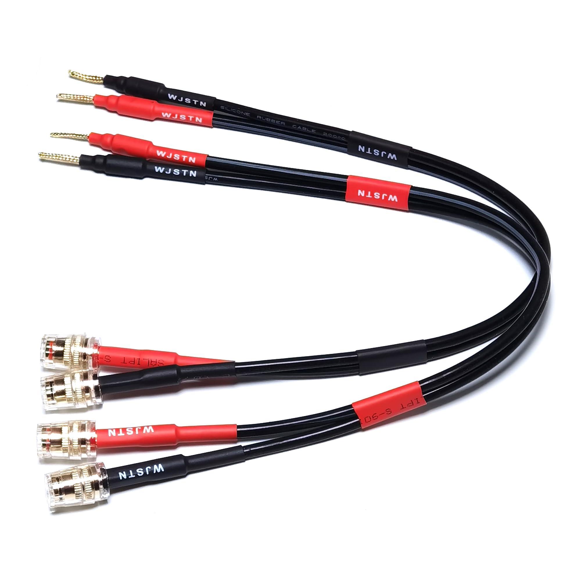 WJSTN WJSTN Speaker Cable with Banana Plug and Jack Connectors, Flex pin Banana Plugs to 4mm Banana Jack Female,Banana Plug Multifunctional Adapter for Amplifier Speaker Wires Sound Systems 2Pack (1Feet)