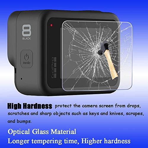 Fire Rock Fire Rock Hero 8 Screen Protector for GoPro Hero 8 Black Action Camera + Lens Screen Protector+Silicone Lens Cap Cover [2 Sets], Ultra-Clear Tempered Glass Cover for Hero8-8Packs