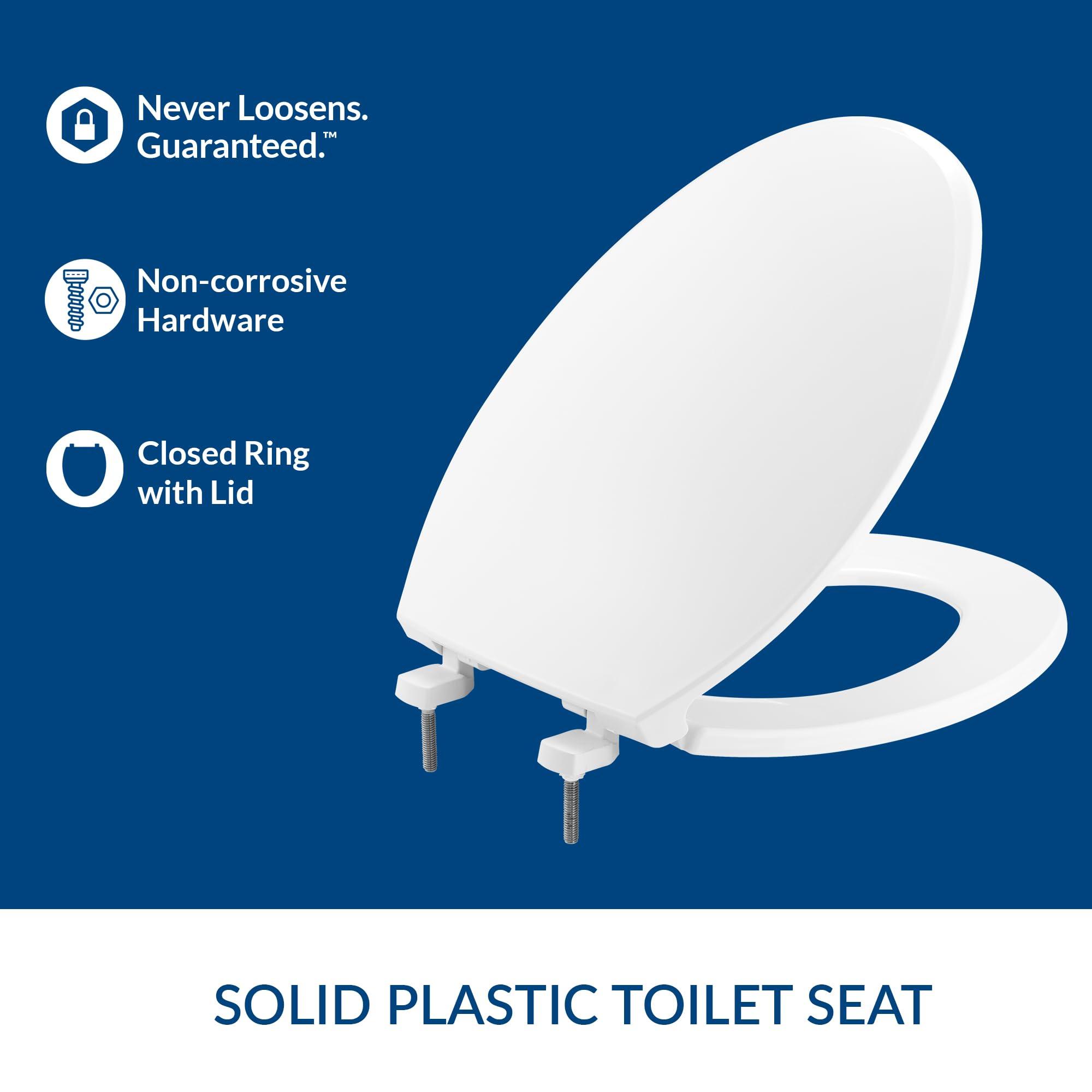 Bemis BEMIS 7600T Commercial Heavy Duty Closed Front Toilet Seat with Cover, Industrial Seat with Secure Installation, Elongated, White