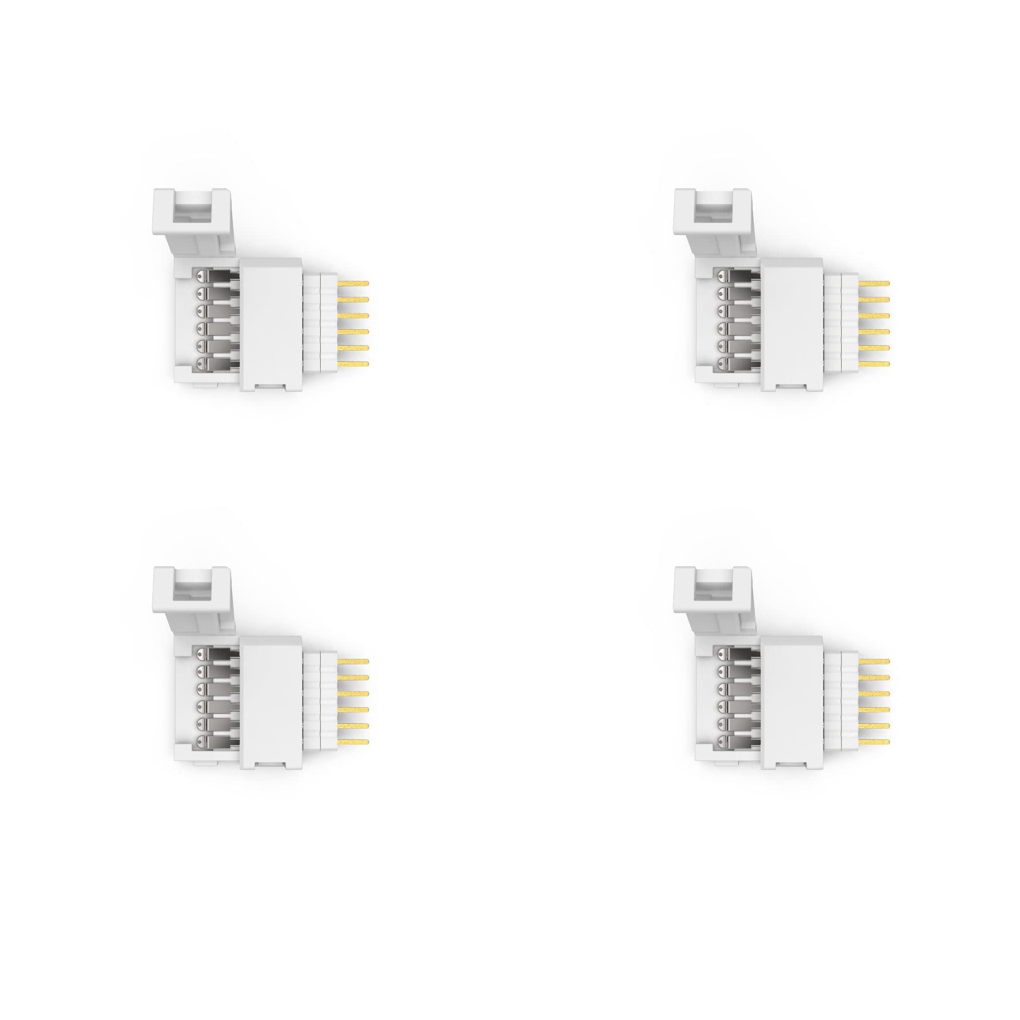 Litcessory Litcessory 6-Pin to Cut-End Connector for Philips Hue Lightstrip Plus (4 Pack, White - Standard 6-PIN V3)