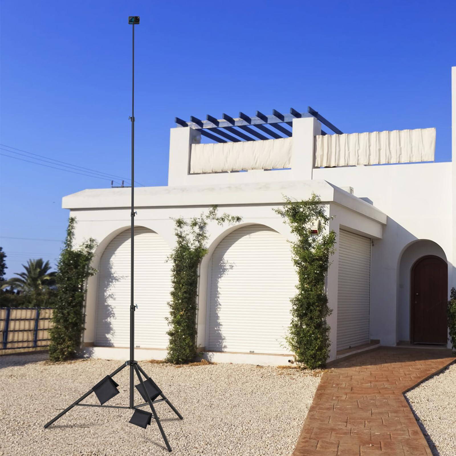 GEORDGY 20FT/6M Tripod Stand - Heavy Duty Tripod Stand - Tall Tripods Air-Cushioned Telescoping Light Stand for Photography Overhead Shots, Sports(Aluminum Alloy)