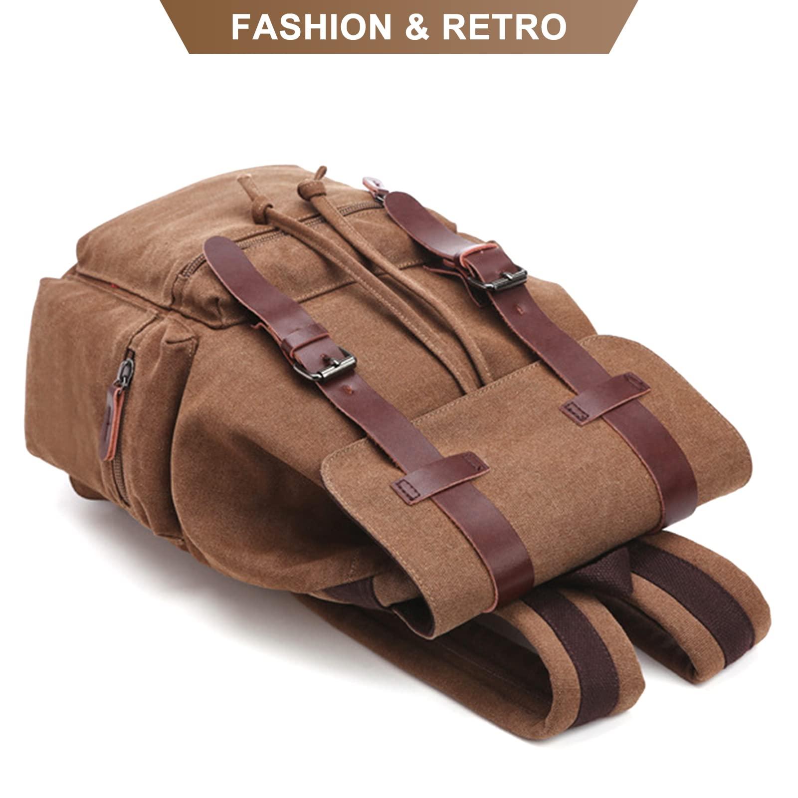 Lachero Men's 17 inch Laptop Backpack Large Capacity Vintage Business Canvas Travel Duffel Bags Weekender Overnight Bookbag (Blue)