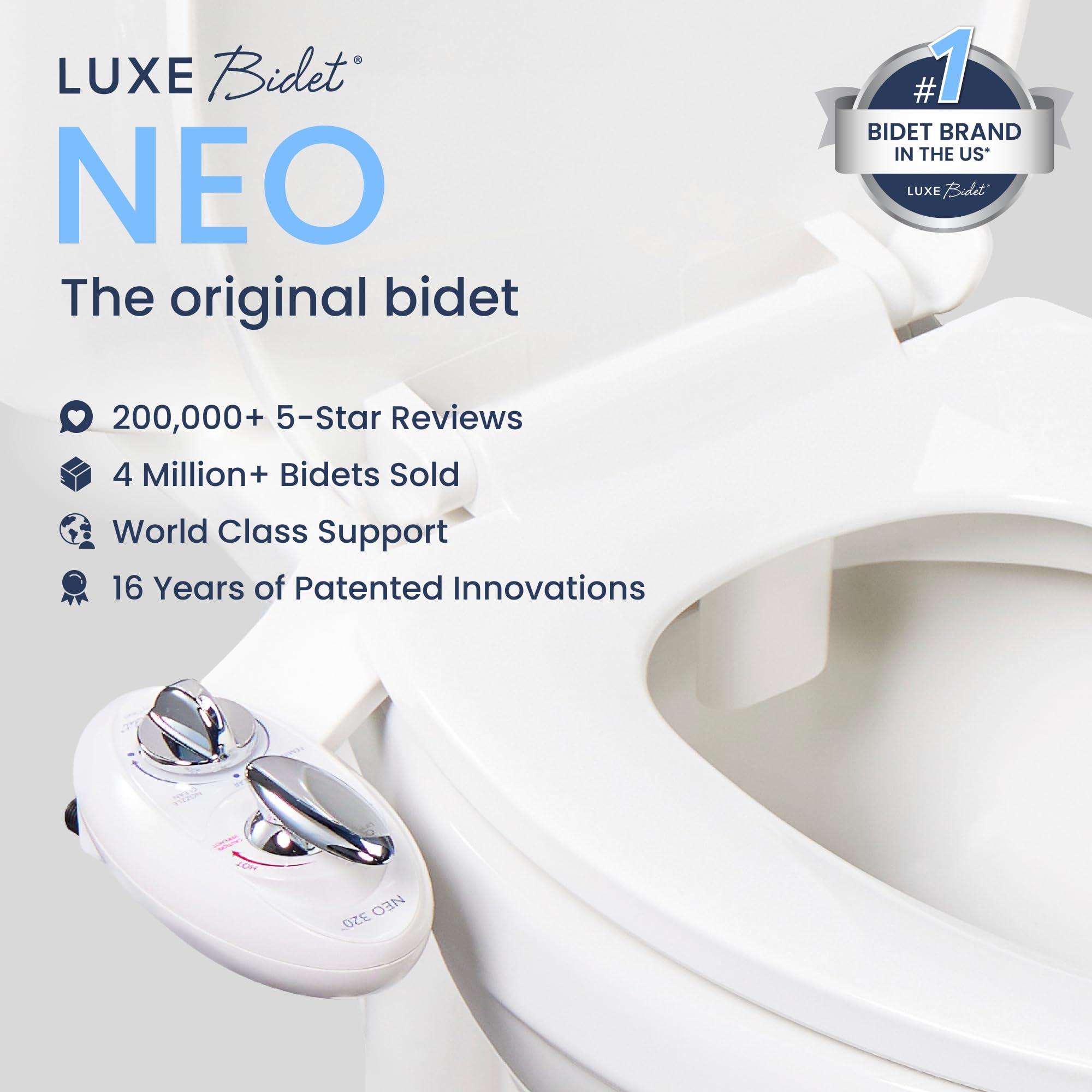 LUXE Bidet LUXE Bidet NEO 320 - Hot and Cold Water, Self-Cleaning, Dual Nozzle, Non-Electric Bidet Attachment for Toilet Seat, Adjustable Water Pressure, Rear and Feminine Wash, Lever Control (White)