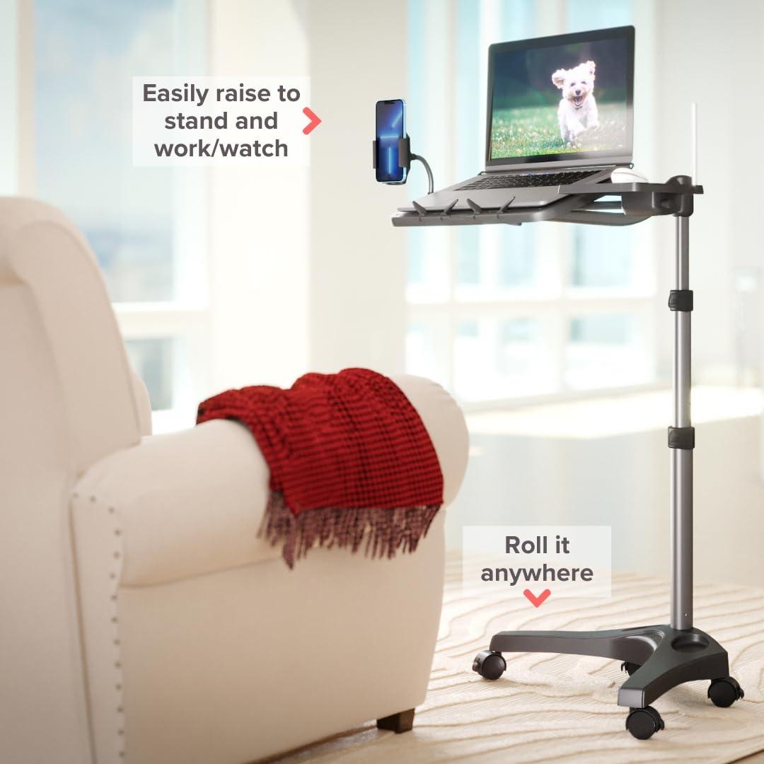 LEVO LEVO G2 V16 Mobile Laptop Stand Desk Rolling Cart with Phone Holder and Mouse Tray