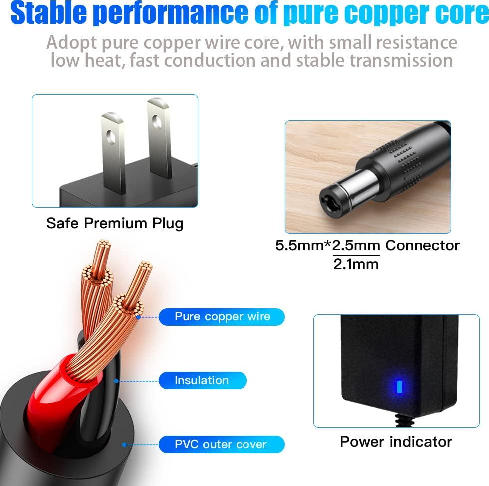 MTDZKJG 9V 1A Power Supply Adapter 100-240V AC to DC 9V Power Adapter 9Volt 1Amp 0.5A Converter Transformer with 5.5x2.5mm 2.1mm