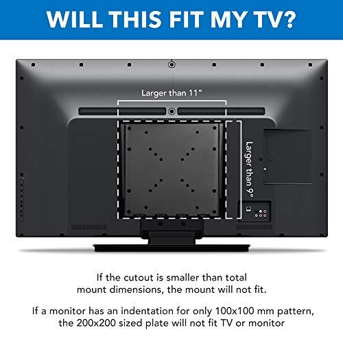 Mount-It! MOUNT-IT! Low-Profile Fixed TV Wall Mount With Removable Plate | Flush Wall Mounting Bracket Fits 23\" - 42\" Screens Up To VESA 200x200 mm, 66lbs Capacity, Black