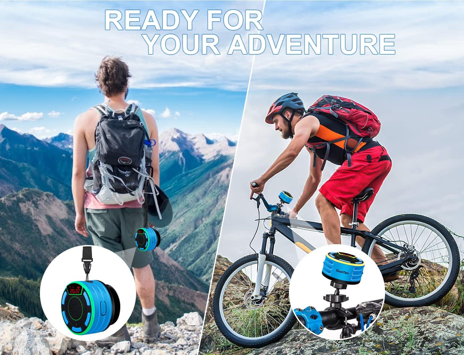 DuoTen Bluetooth Speakers, DuoTen IPX7 Waterproof Wireless Portable Bluetooth Speakers w/LED Display, FM Radio, Suction Cup, Light Show, Loud Stereo Sound and Bass for Shower, Pool, Party, Travel, Outdoors